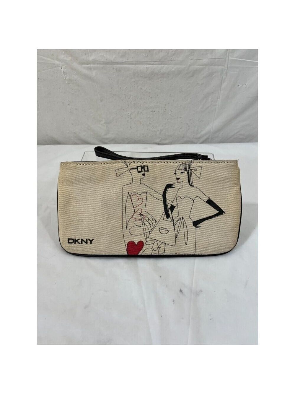DKNY Logo Wristlet Pouch Clutch